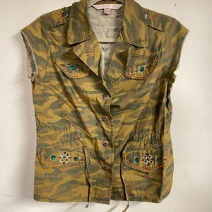 Victoria’s Secret camo vest top blouse small fitted women’s small Y2K